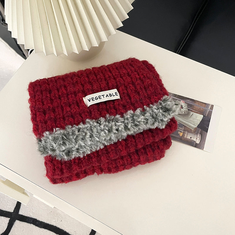 Wholesale Soft Thickened Pink Knitted Wool Scarf