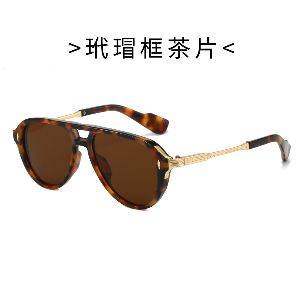 Wholesale Gold and plastic mixed double-beam toad sunglasses for men