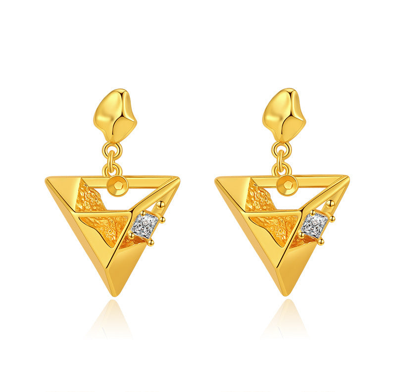 Wholesale Geometric Triangle Design Gold Plated Earrings
