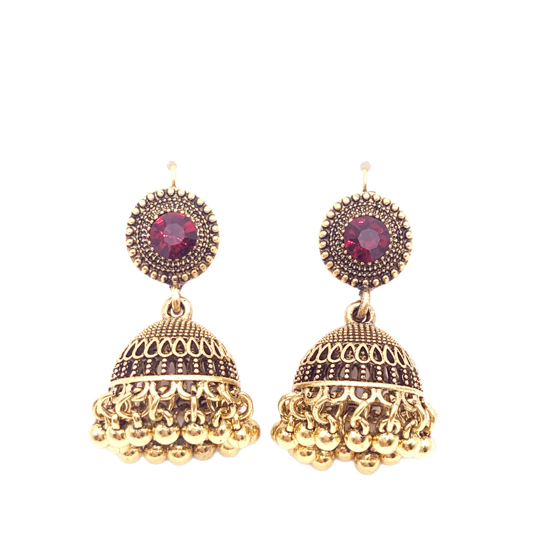 Vintage ethnic style bohemian ruby earrings