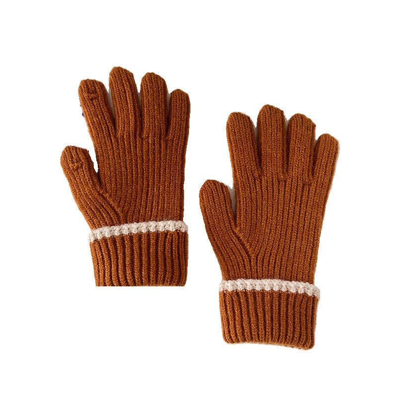 Wholesale Contrasting Edge Knitted Fingerless Touch Screen Gloves