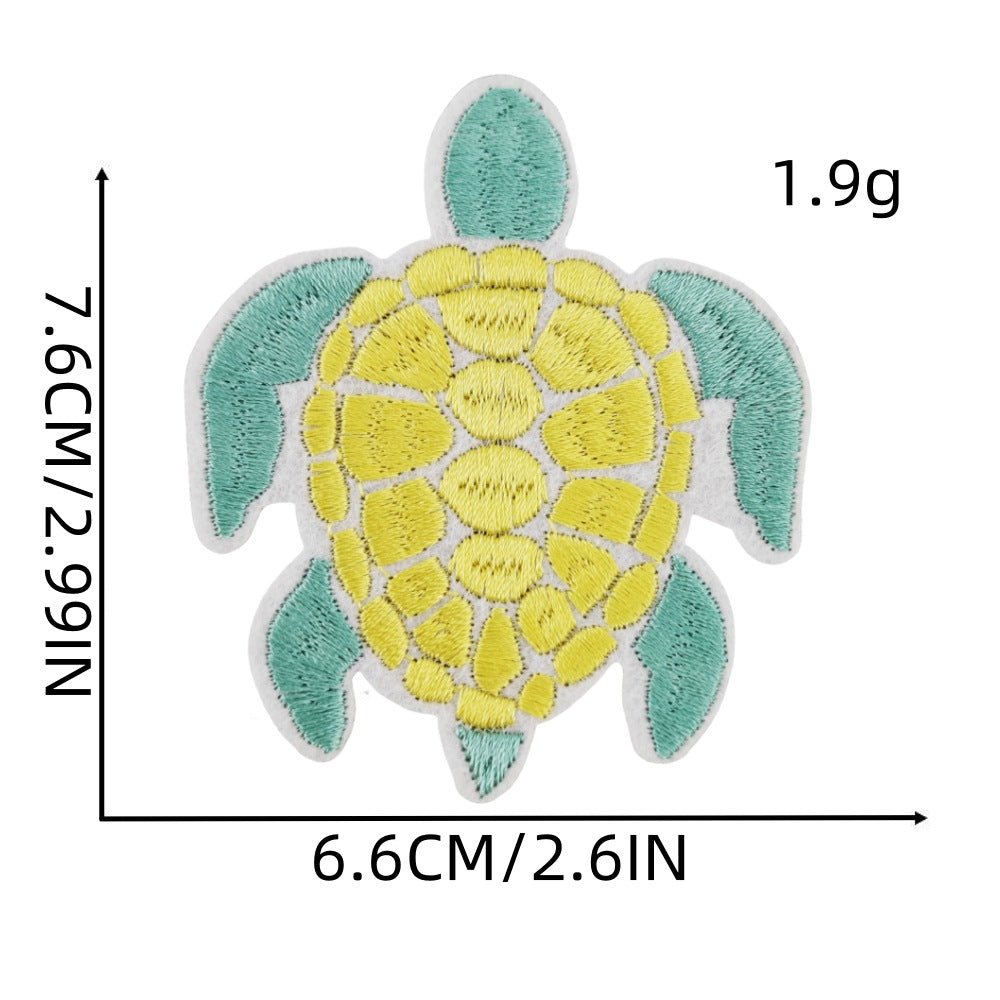 Wholesale Polyester Thread Embroidered Turtle Patch Colorful Cute Applique For Clothing Craft Supply