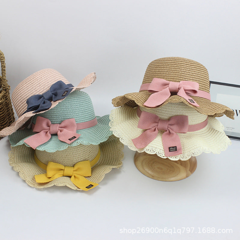 Wholesale Bowknot Sweet and Lovely Paper Grass Kids Hat