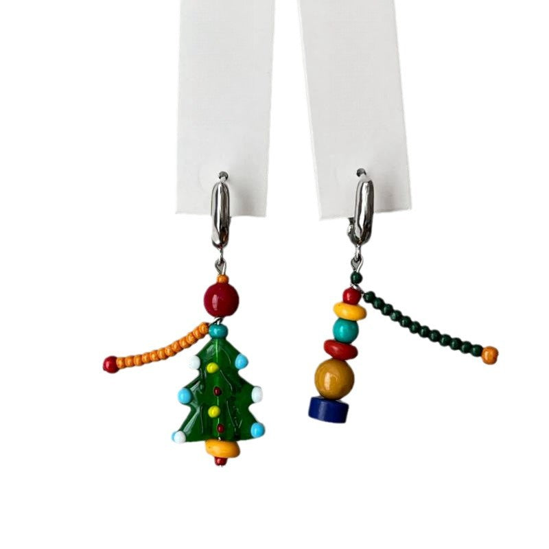 Wholesale Retro colored asymmetrical earrings