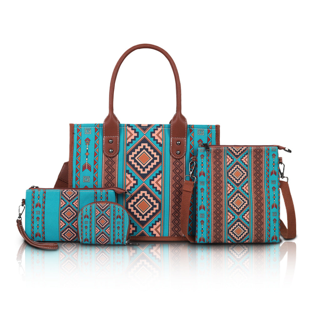 Wholesale Bohemian ethnic style mother-and-child tote bag four-piece set