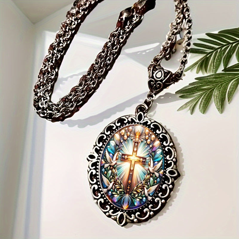 Wholesale Painted cross and dove necklace