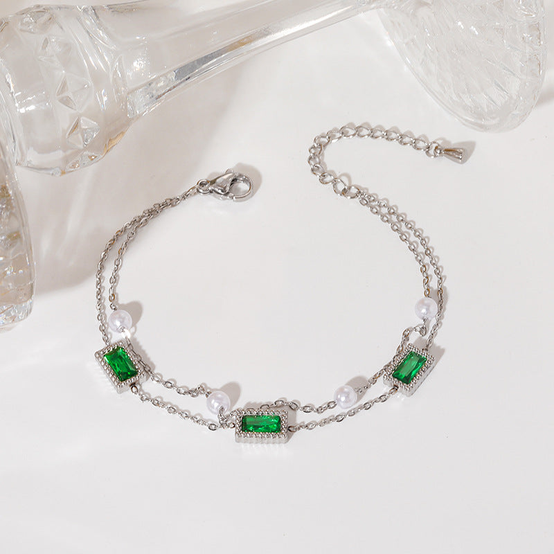 Wholesale Stainless Steel Women' s Rhinestone Bracelet