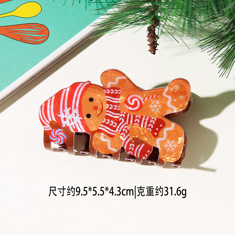 Wholesale Christmas Snowman Hair Claw Clip Snowflake Gingerbread Design Stylish Hair Accessory For Party Gift And Boutique Resale