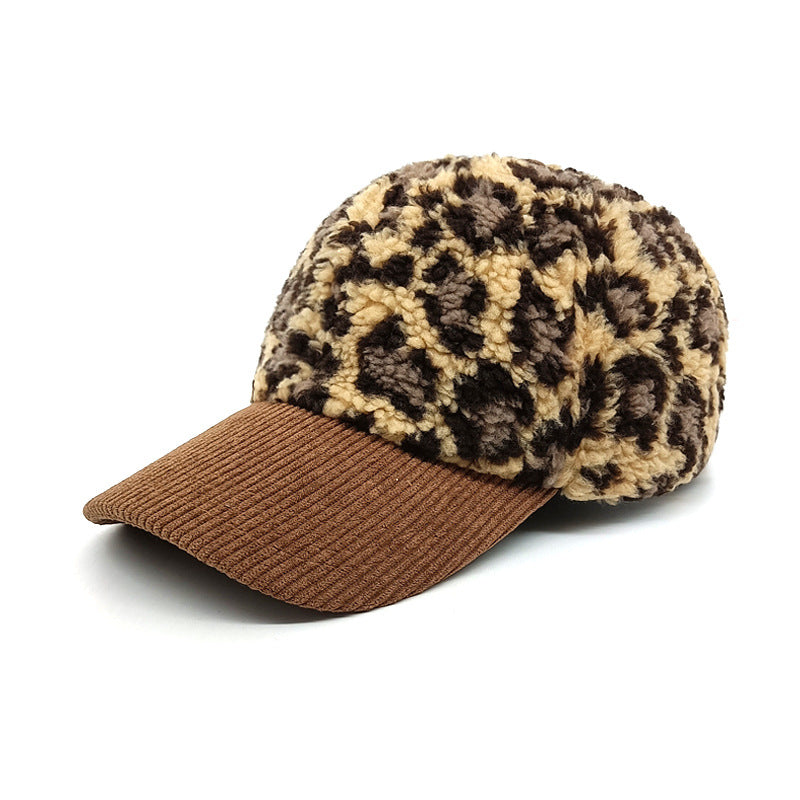 Wholesale Autumn and Winter Retro Color Matching Leopard Print Cold Warm Polyester Baseball Cap