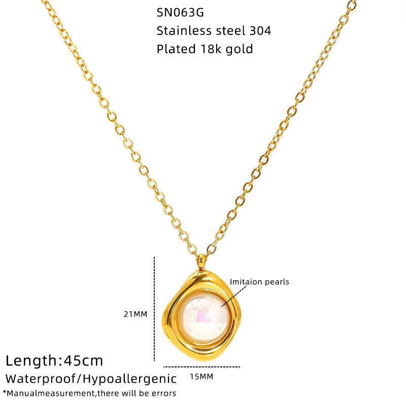Wholesale temperament niche pearl necklace stainless steel clavicle chain
