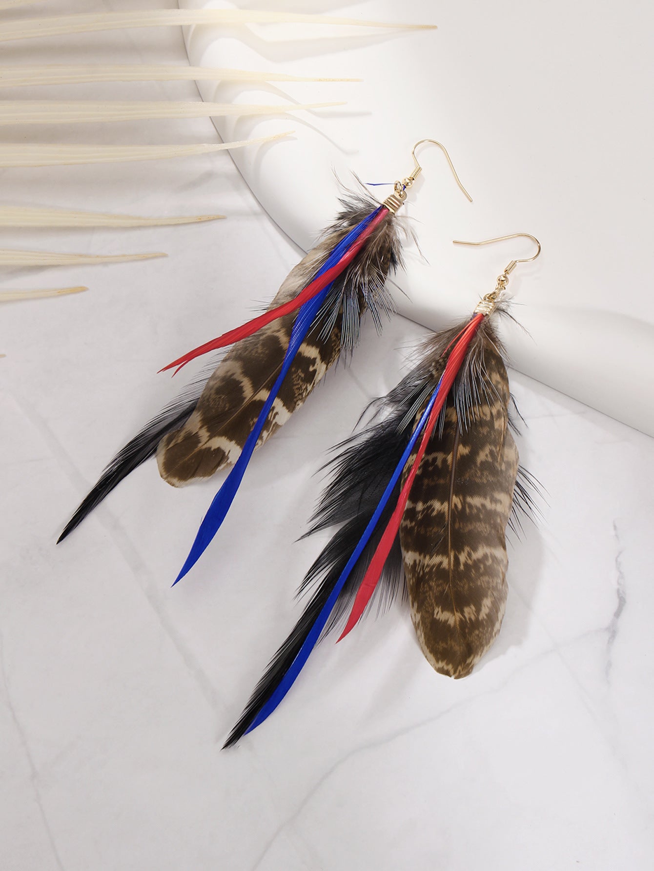 Wholesale Peacock Feather Bohemian Antique Tassel Earrings
