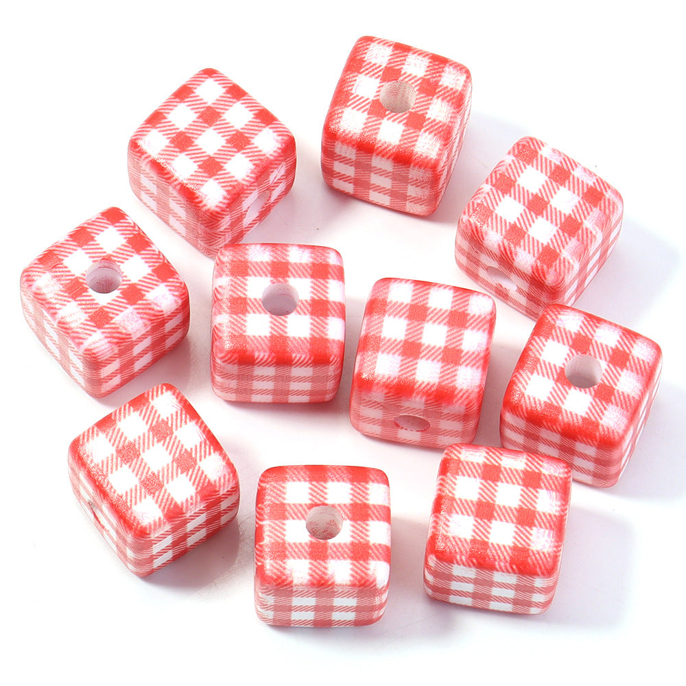 Wholesale 10pcs Printed Square Starry Sky Acrylic Beads