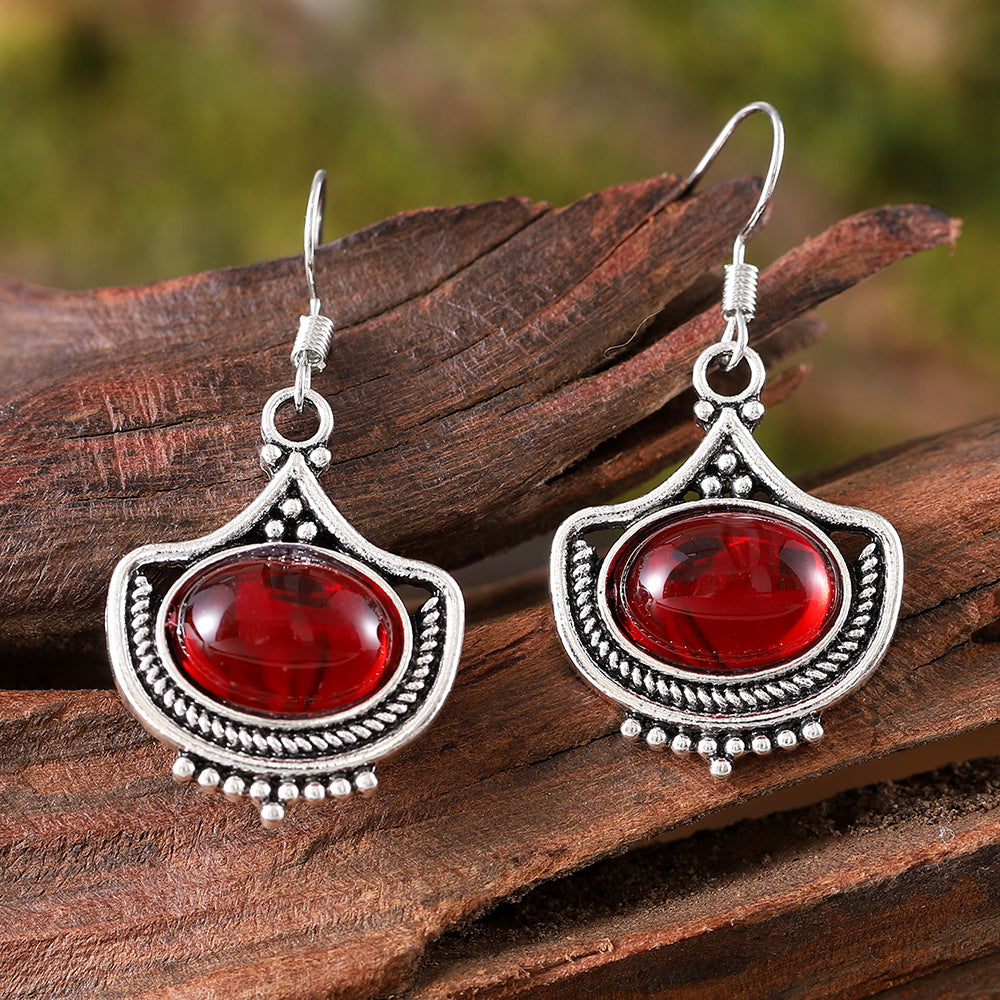 Wholesale Bohemian Retro Western Style Ruby Earrings