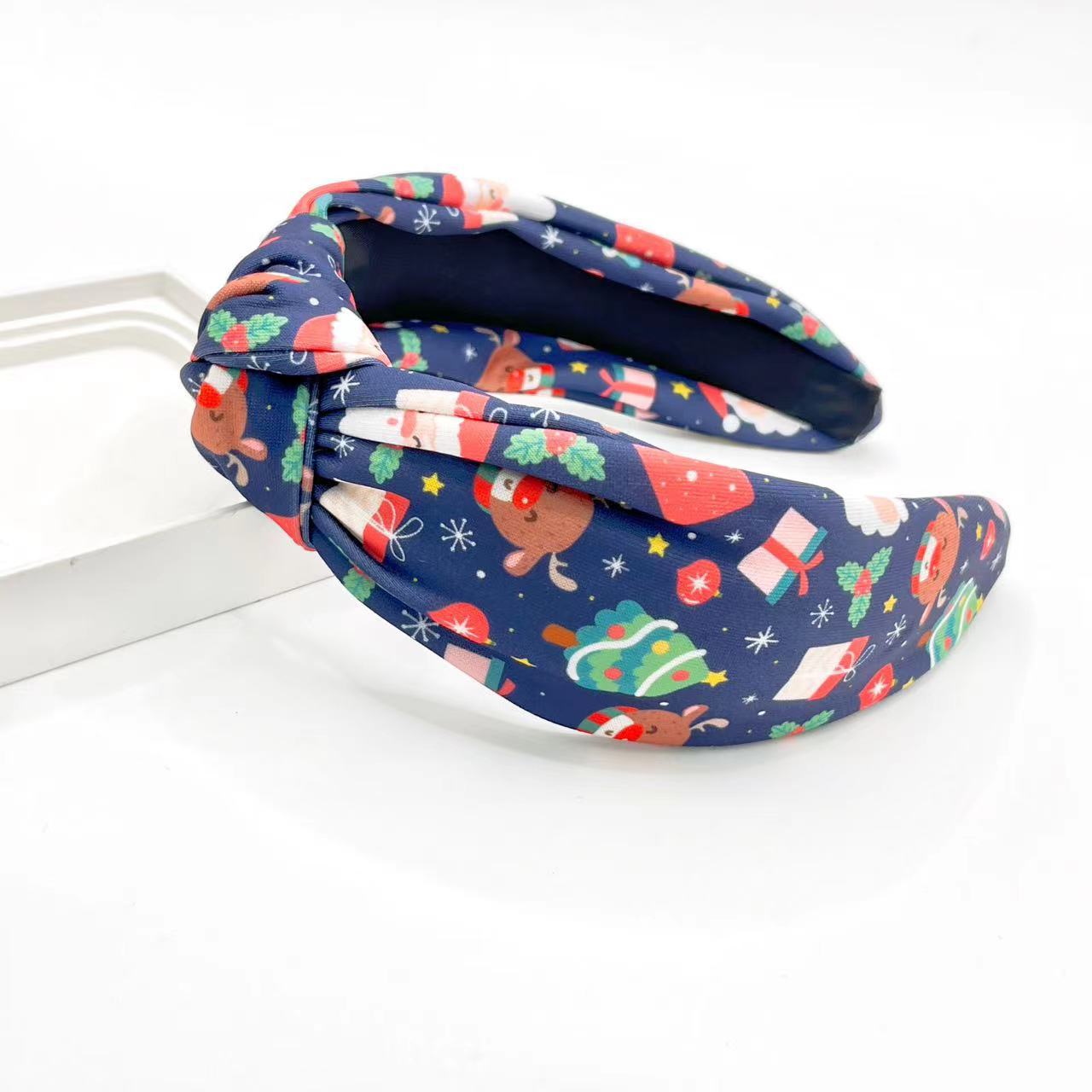 Wholesale Christmas Knot Printed Fabric Headband