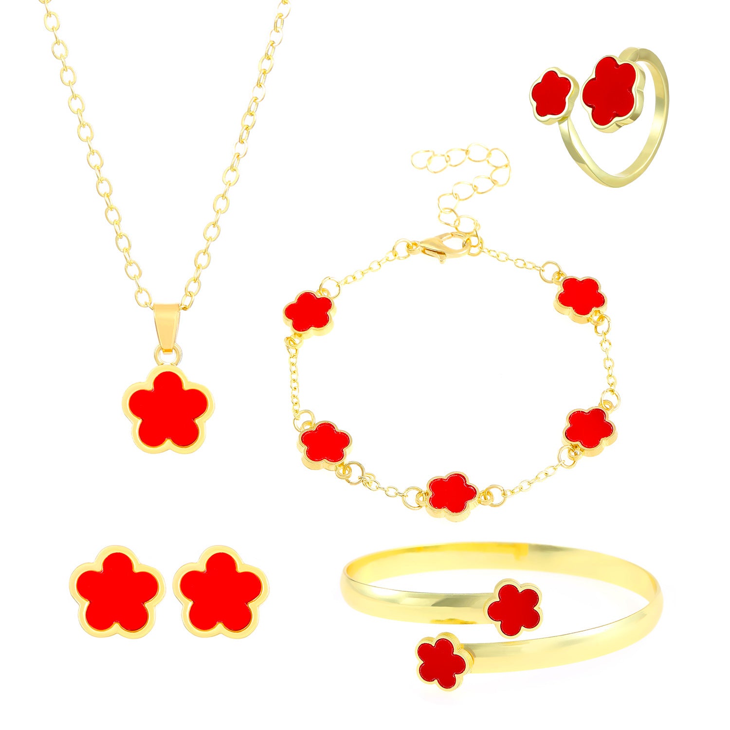 Wholesale Five Leaf Clover Jewelry Set