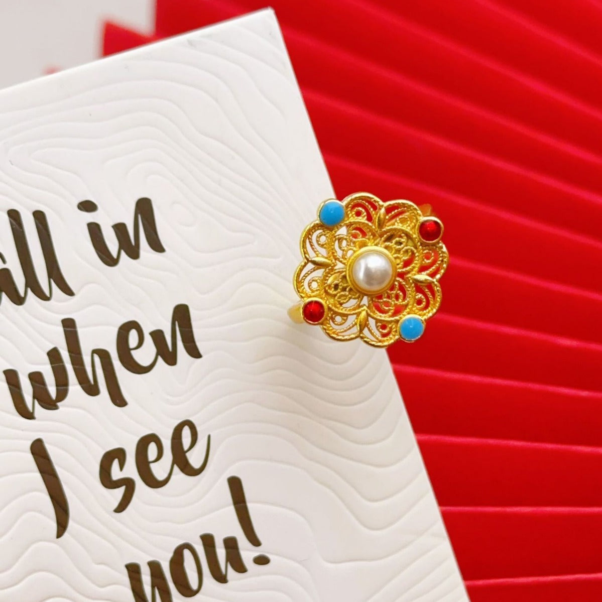 Wholesale Retro Palace Style Pearl Ring