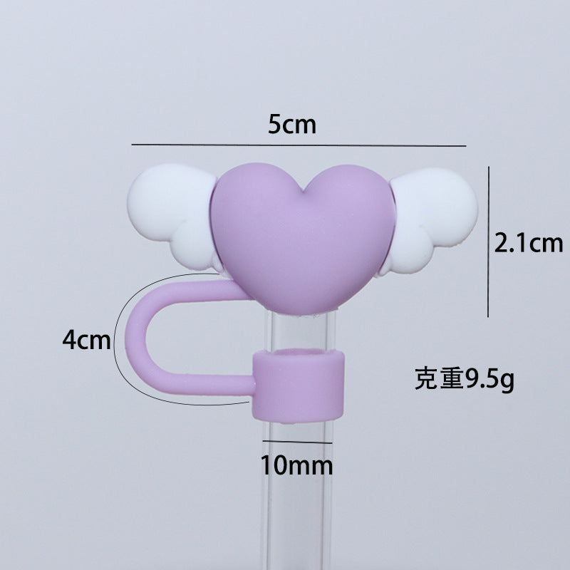 Wholesale 10mm cartoon color love straw cap cup accessories