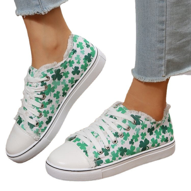Wholesale Flower Raw Edge Shallow Mouth Low-top Flat Sports Canvas Shoes