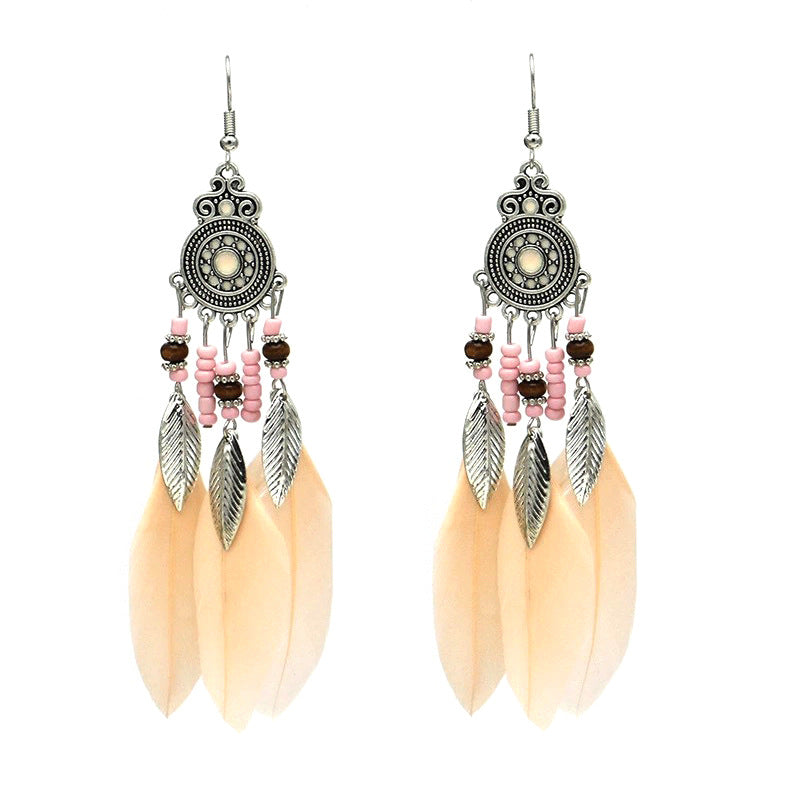 Wholesale Bohemian Feather Vintage Tassel Earrings