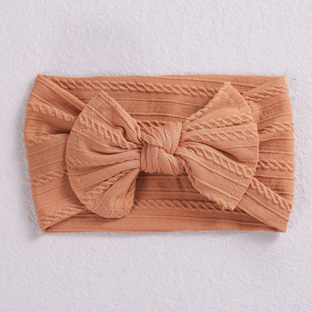 Wholesale Nylon baby elastic jacquard wide bow headband