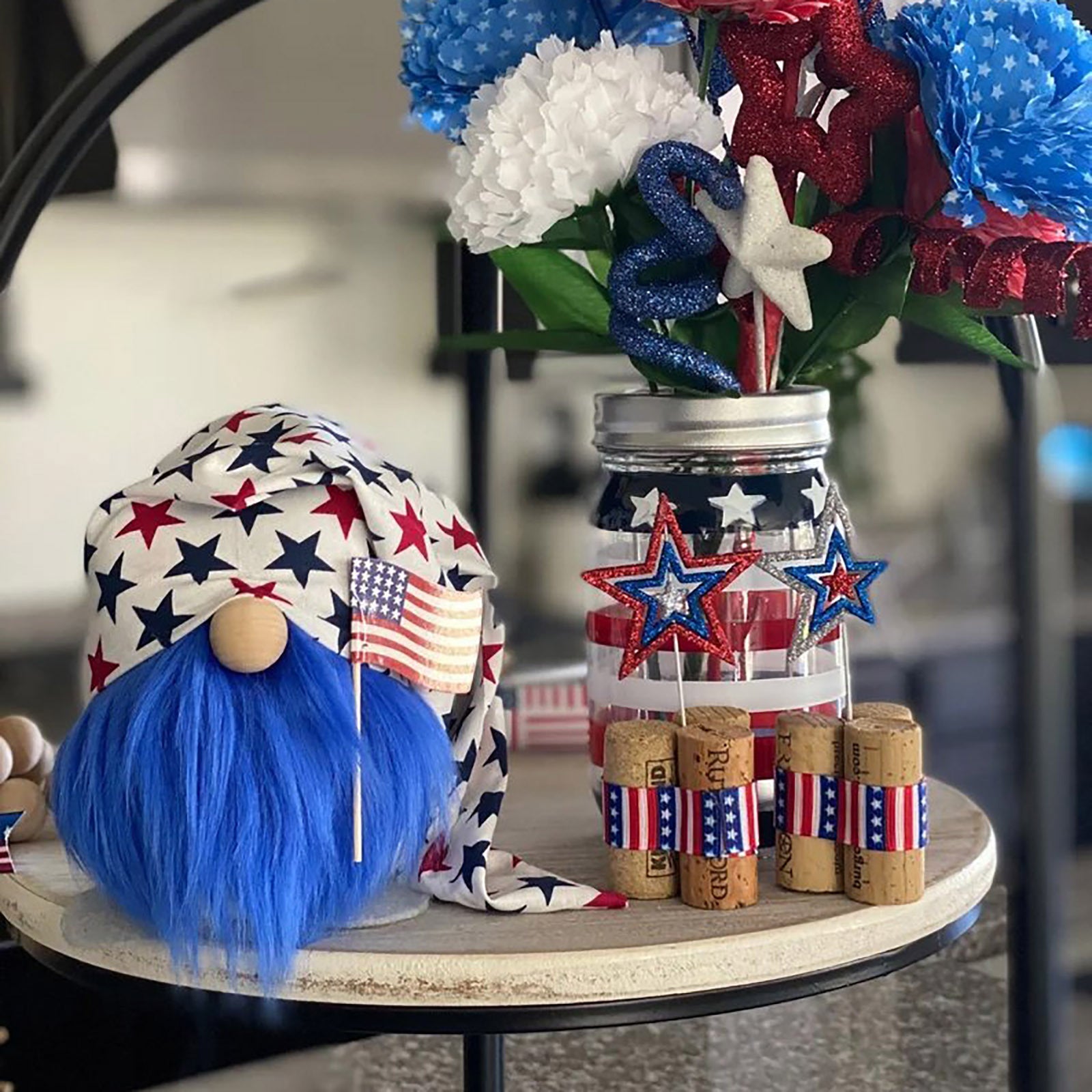 Wholesale Fabric Independence Day Striped Five Star Faceless Doll Ornament