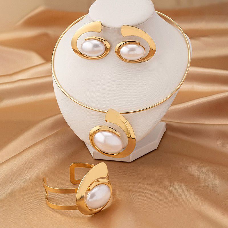 Wholesale Trendy Electroplated Alloy Jewelry Set With Earrings Necklace Bracelet Blue Heart Water Drop Bell Designs Everyday Fashion Accessory