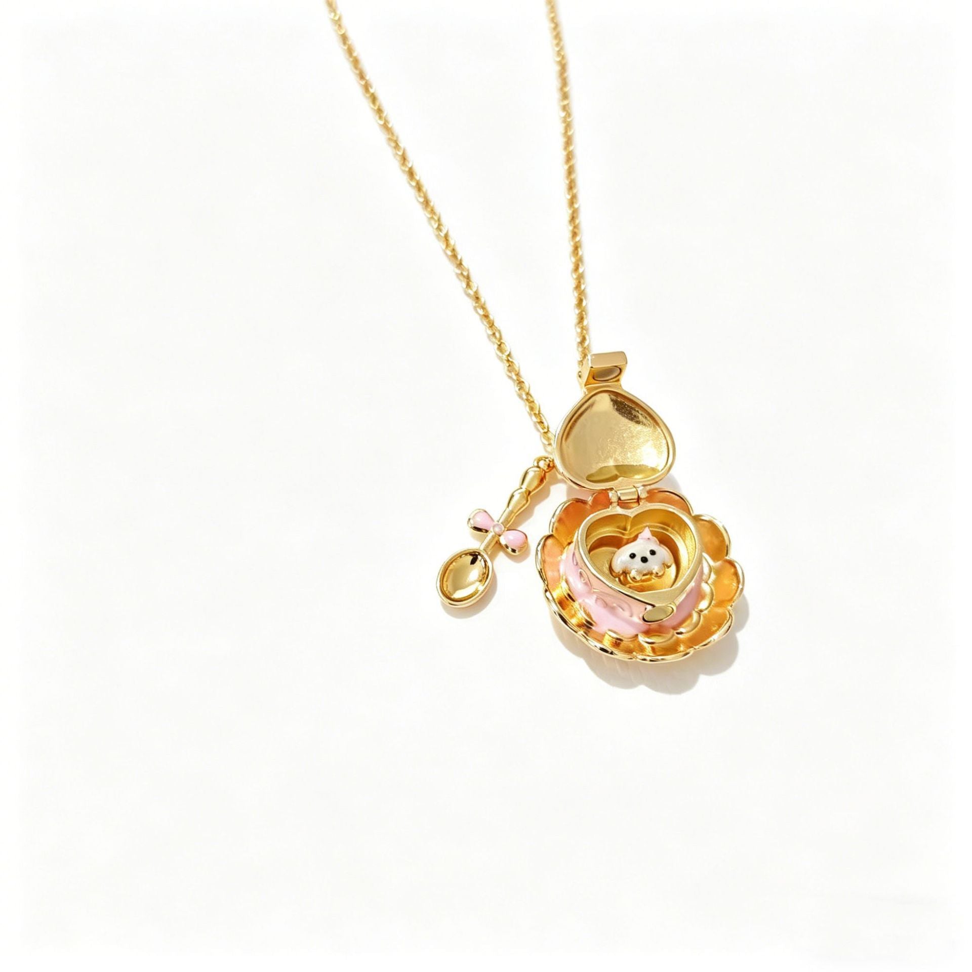 Wholesale Copper Electroplated Teacup Necklace Sweet Fashion Accessory For Girls Birthday Gift