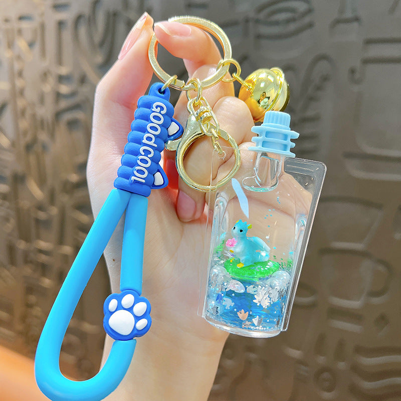 Wholesale Oil Filled Dinosaur Jelly Bottle Cute Liquid Quicksand Pendant Keychain
