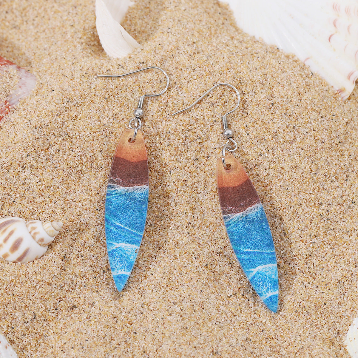 Wholesale Bohemian Wave Starfish Turtle Shell Seahorse Pendant Acrylic Earrings
