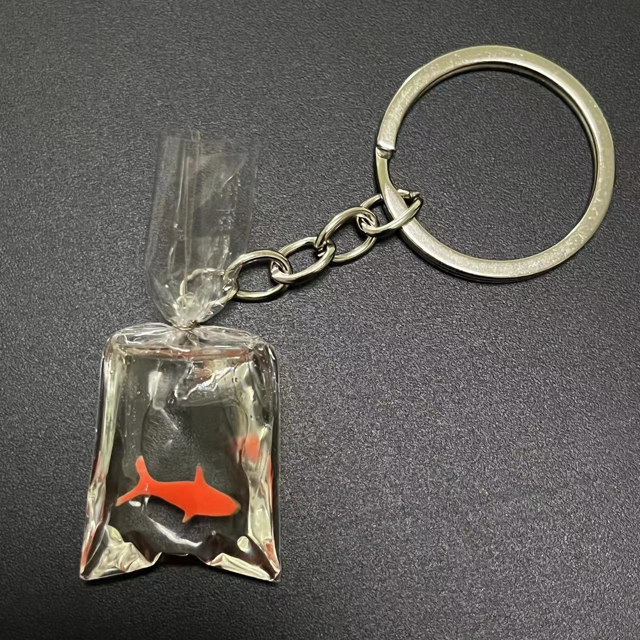 Wholesale Transparent Resin Water Bag Fish Key Chain