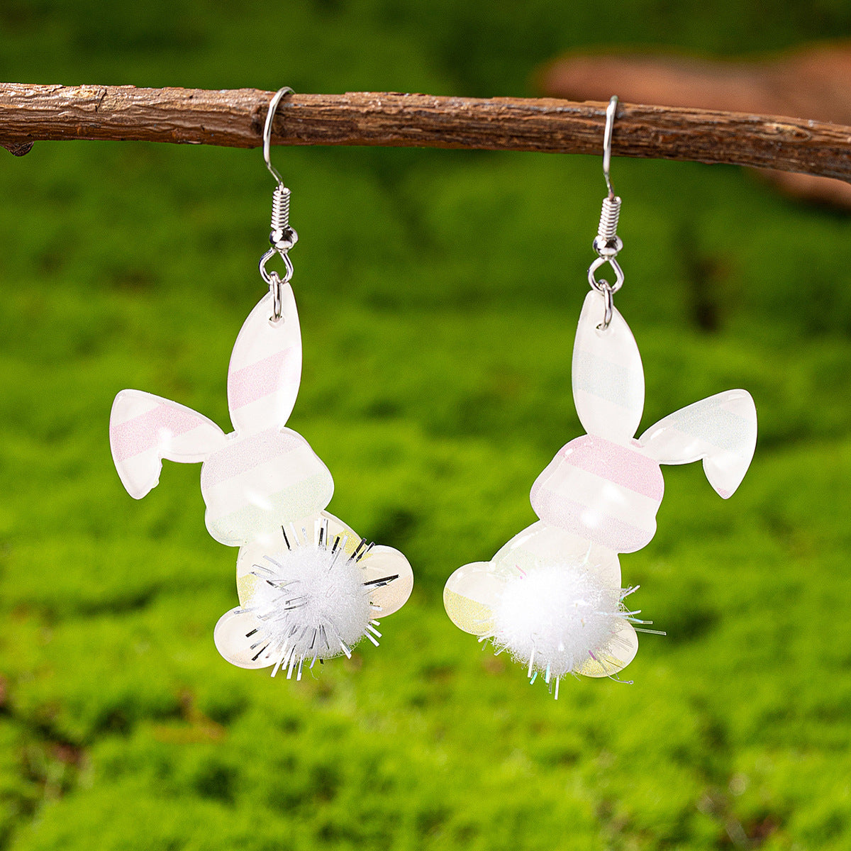 Wholesale Easter Purple Rabbit White Tail Earrings