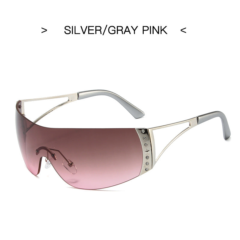 Gafas de sol de PC de diamante de marco grande al por mayor