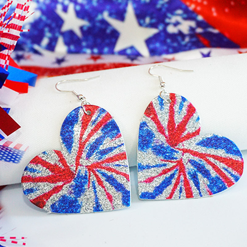 Wholesale Independence Day Sparkling Earrings Fireworks To Celebrate Love Drop-shaped Star Earrings