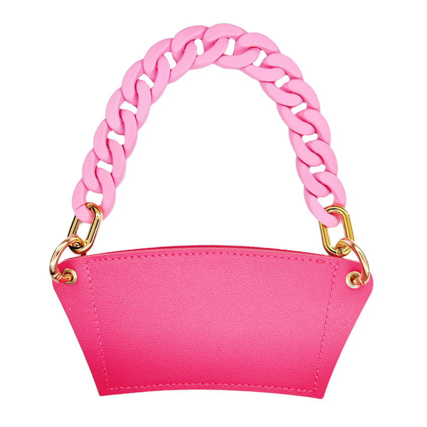 Case de cuero de cuero de taza de café de cadena acrílica al por mayor