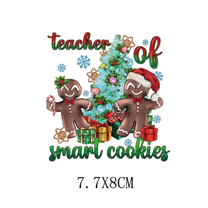 Wholesale Green cartoon Christmas heat transfer pattern   UV DTF Ready to Press Transfers Wraps