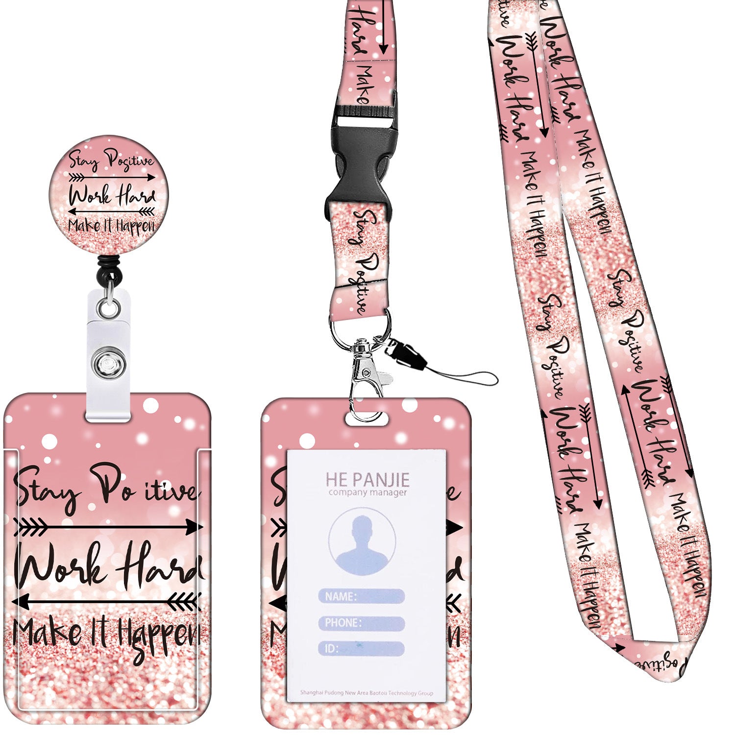 Wholesale Badge Reels Plastic Coffee LGBT Rainbow Card Holder Retractable Keychain