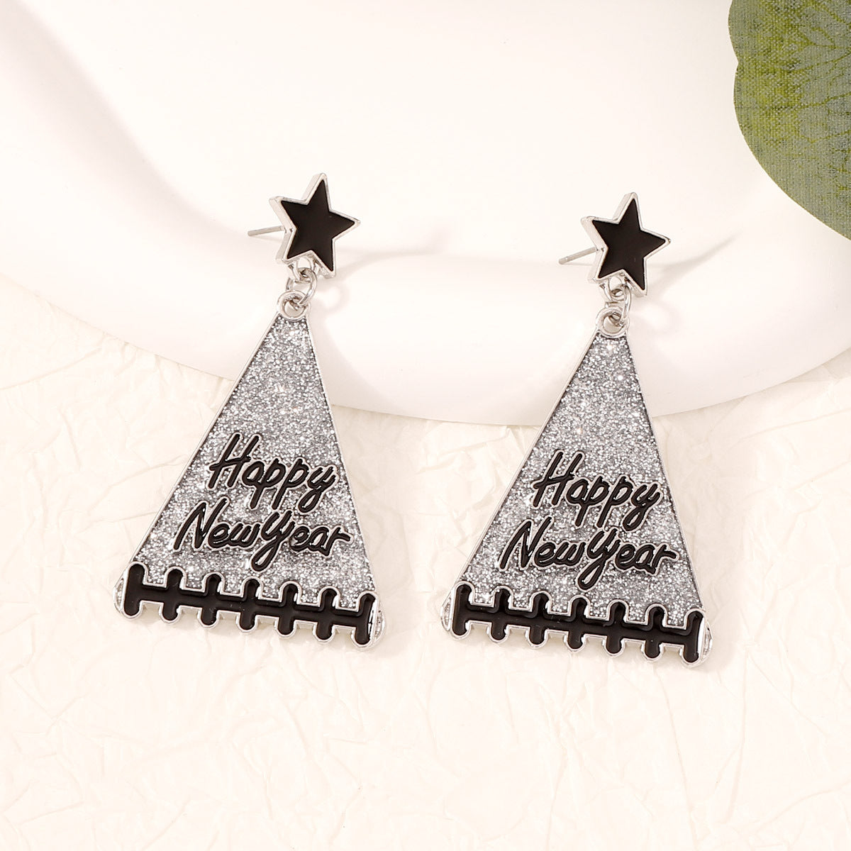 Wholesale New Year Tree Star Zinc Alloy Earrings