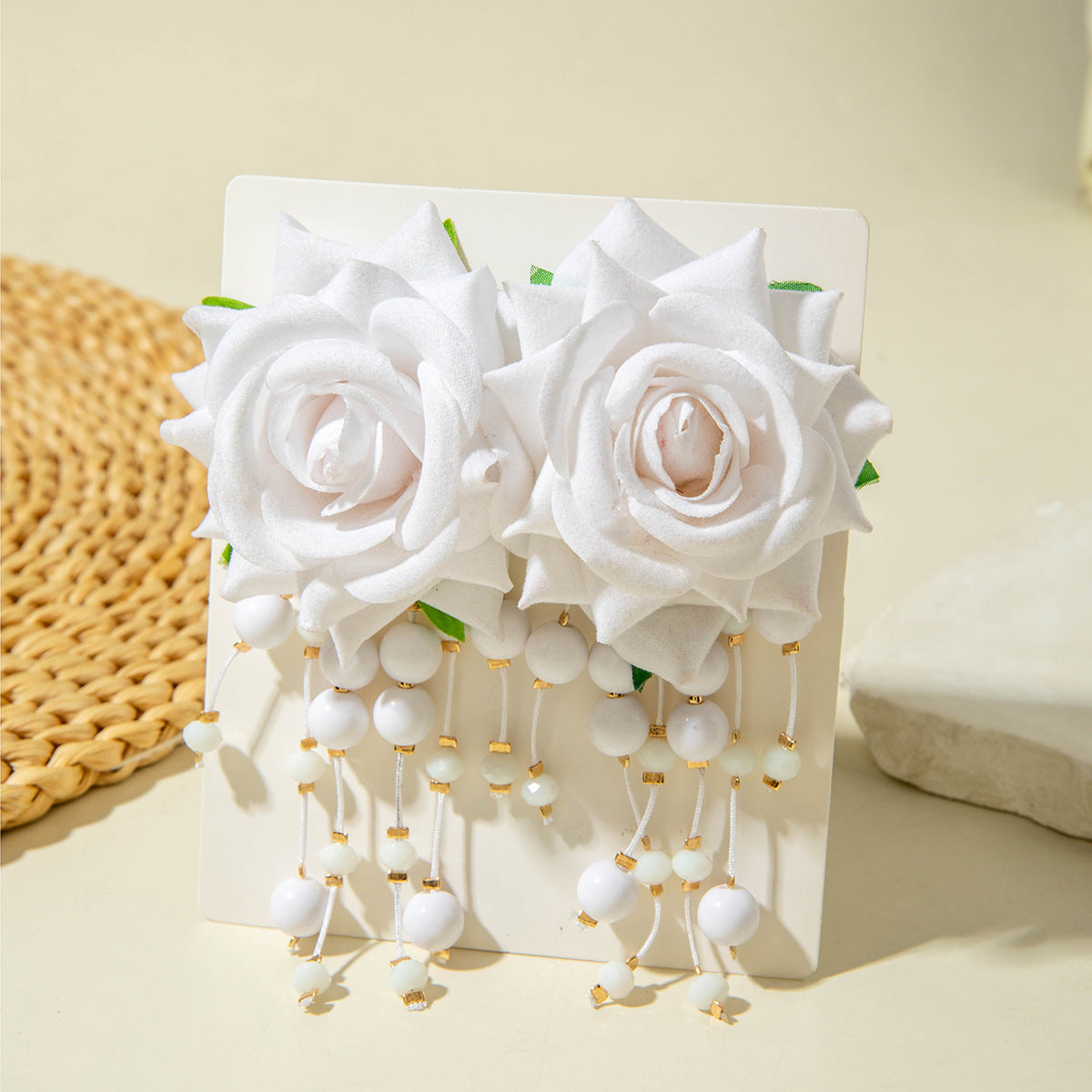 Wholesale Colorful three-dimensional rose flower earrings
