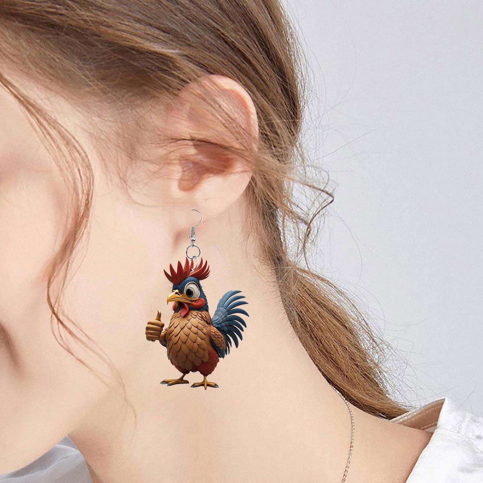 Wholesale acrylic creative rooster earrings