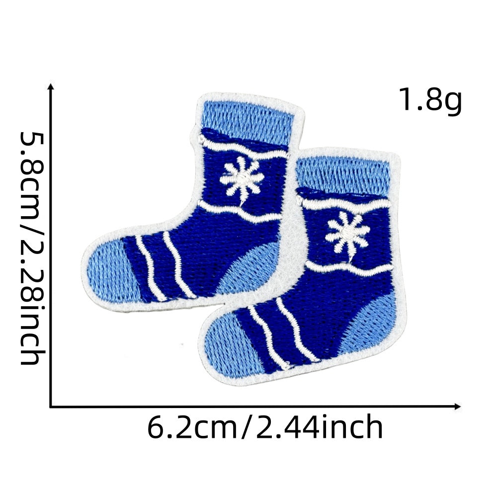 Wholesale Chic Blue Doodle Christmas Embroidery Patches Clothing Applique Stickers DIY Fashion Accessory Gift