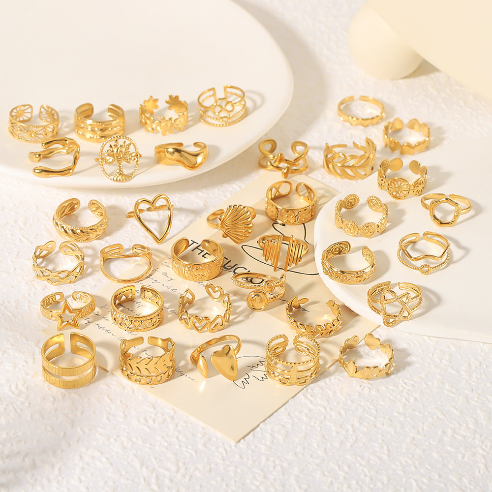 Wholesale commuter stainless steel open ring heart-shaped geometric titanium steel ring fashion simple  Personality ring female