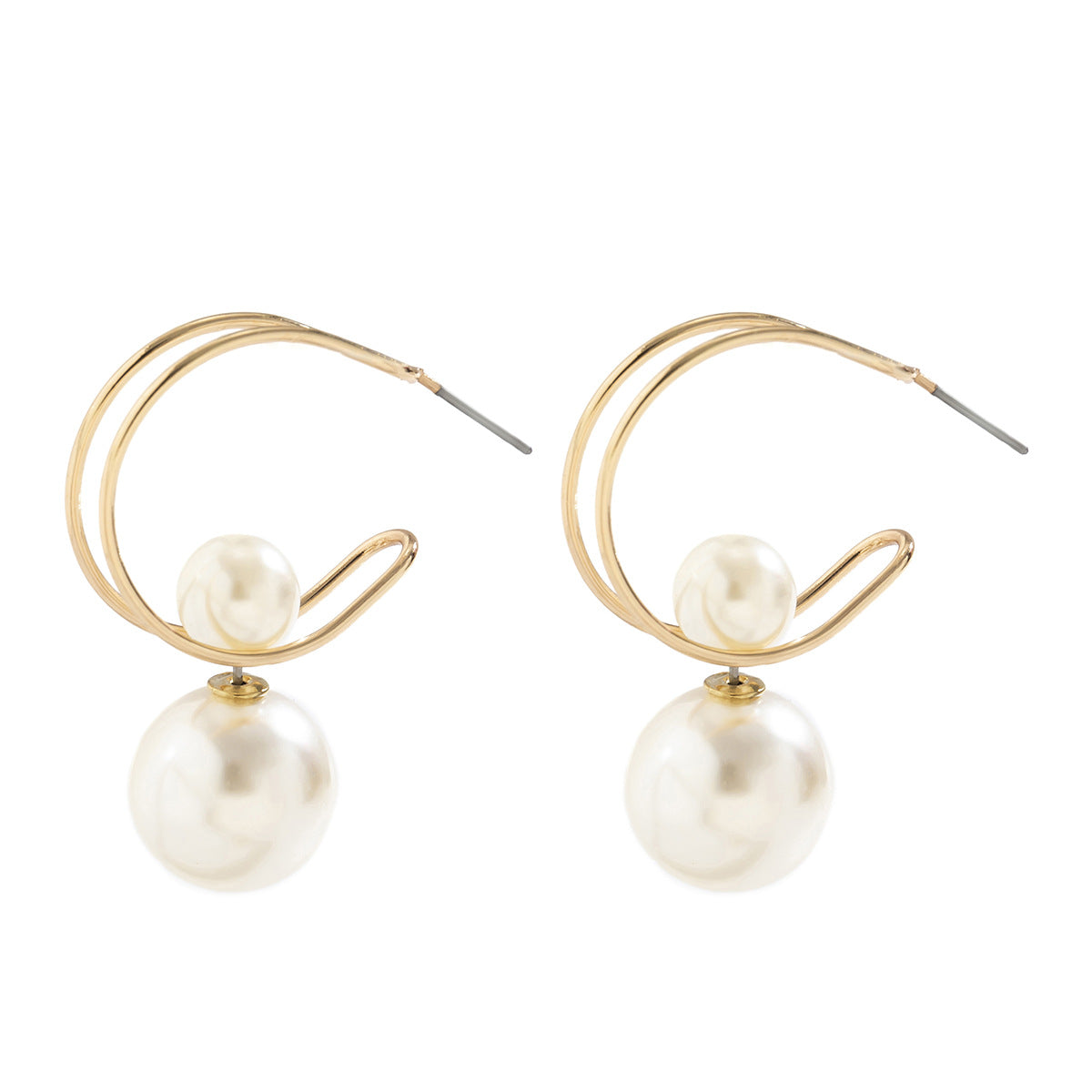 Wholesale Light Luxury Vintage Silver Needle Pearl Earrings