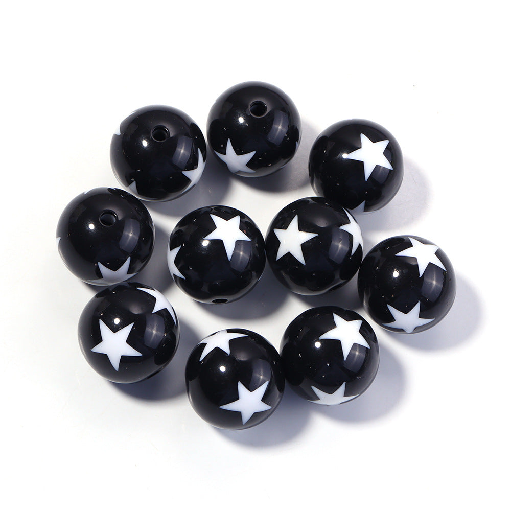 Wholesale 20pcs Painted double-sided heart-shaped pentagram Acrylic Beads