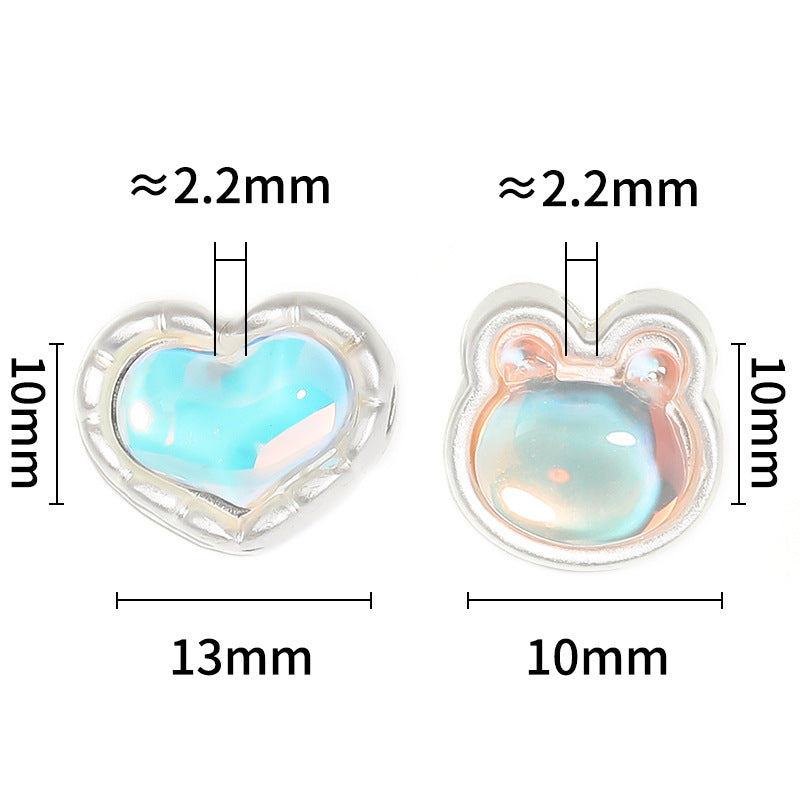 Wholesale 50pcs Alloy Four-hole Spacer Beads Mermaid Aurora Diamond Love Rabbit Four-way Beads DIY