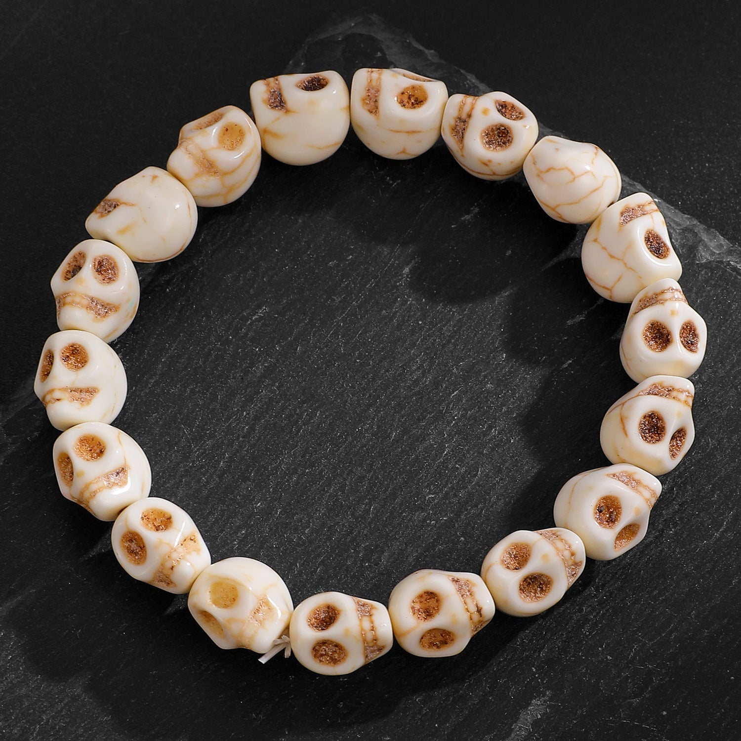 Wholesale Wooden Skull  Web Beaded Bracelet Unisex  DIY Jewelry Accessory