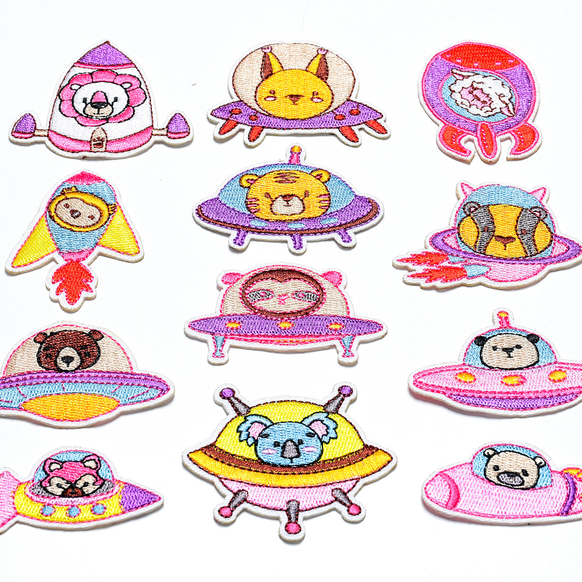 Wholesale Stylish Cartoon Rocket UFO Animal Embroidered Patch Self Adhesive Cloth Badge For Clothing Decor DIY Craft Supply