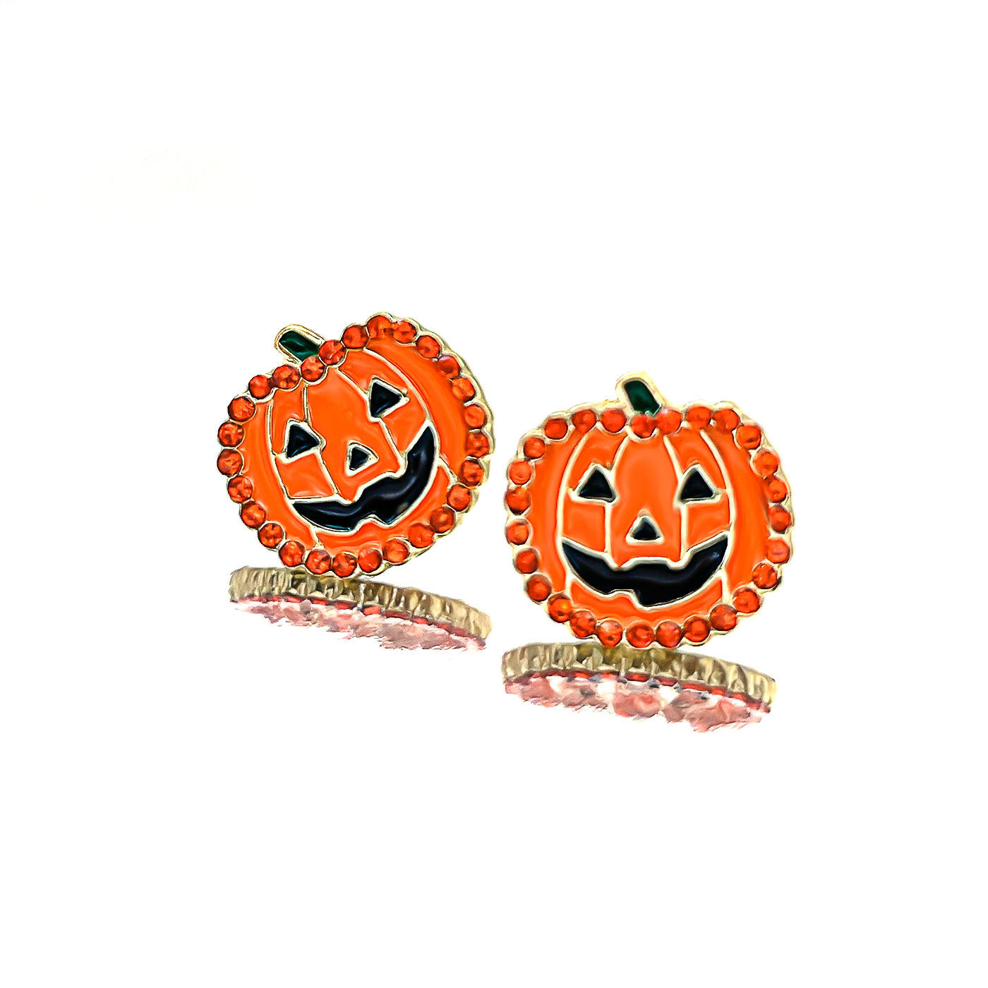 Wholesale   Web Pumpkin Stud Earrings Trendy Rhinestone Cartoon Jewelry Accessory For Party Gift