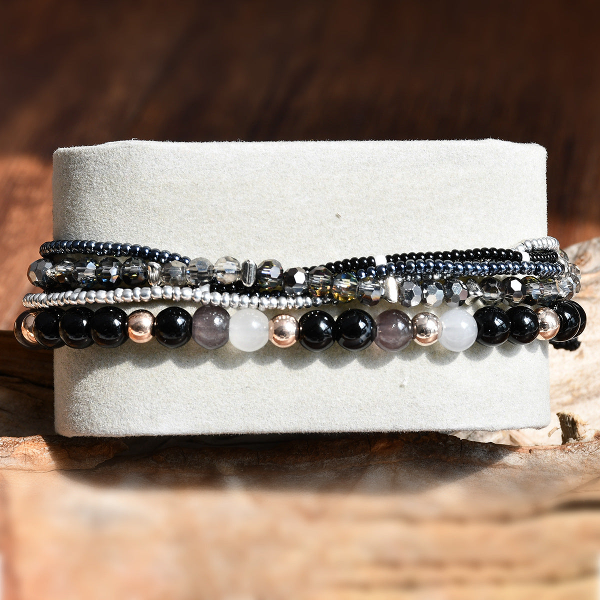 Wholesale Bohemian multi-layer natural gravel crystal beaded bracelet