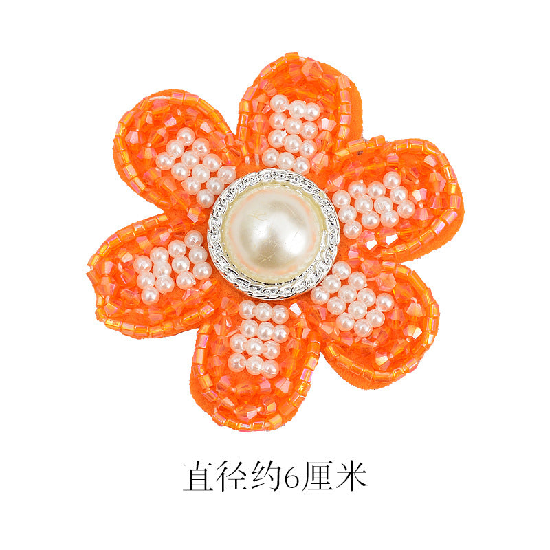 Wholesale DIY Handmade Beaded Cloth Patch Pearl Crystal Color Flower Hat Clothing Decoration