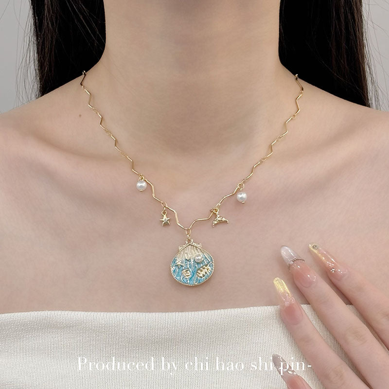 Wholesale Blue Resin Beaded Layered Necklace for Women